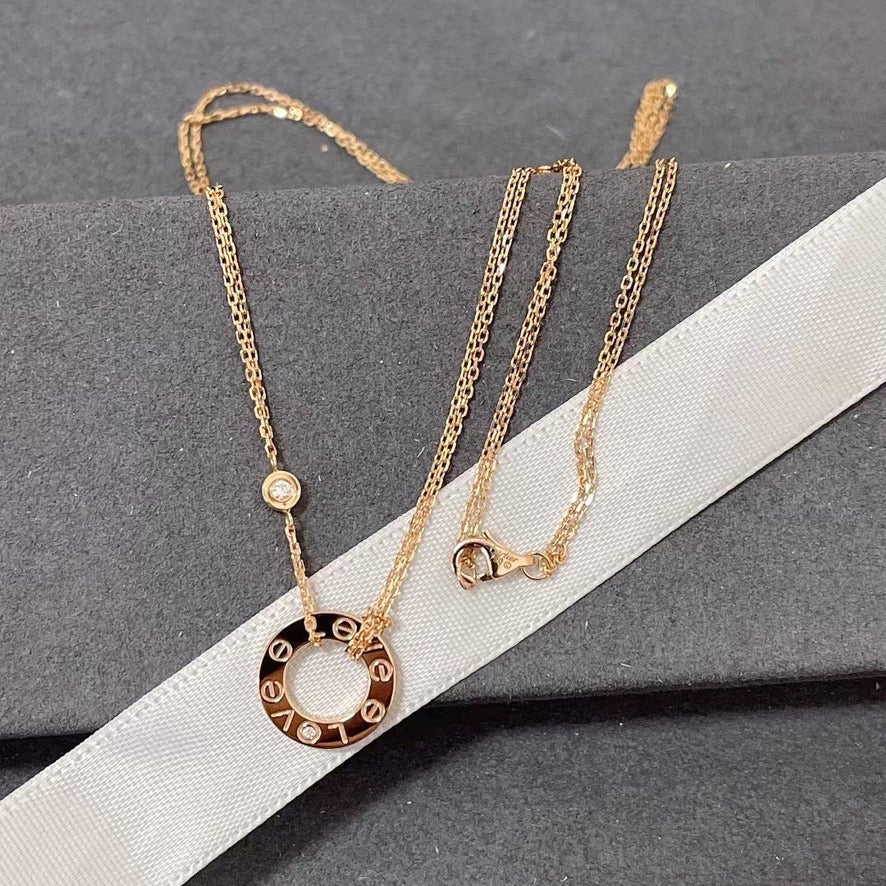 [⭐Reverie Jewels]LOVE NECKLACE 16MM 2 DIAMONDS
