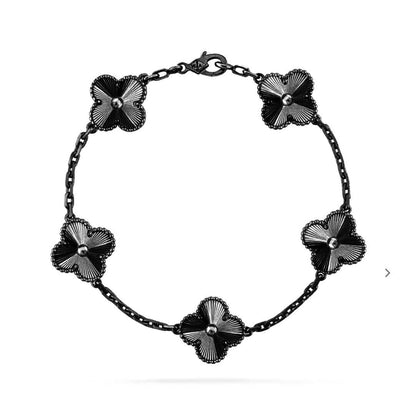 [⭐Reverie Jewels]CLOVER 5 MOTIF BLACK BRACELET