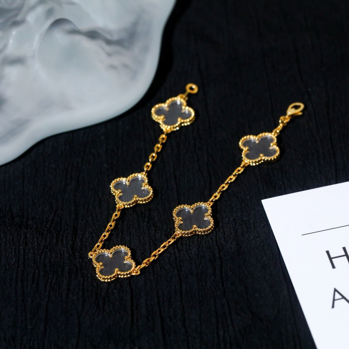 [⭐Reverie Jewels]CLOVER 5 MOTIF ROCK CRYSTAL BRACELET