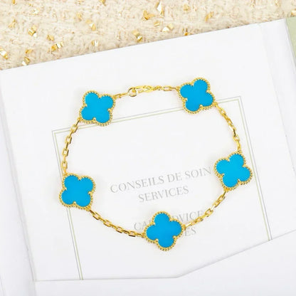 [⭐Reverie Jewels] CLOVER 5 MOTIF TURQUOISE BRACELET COLLECTION