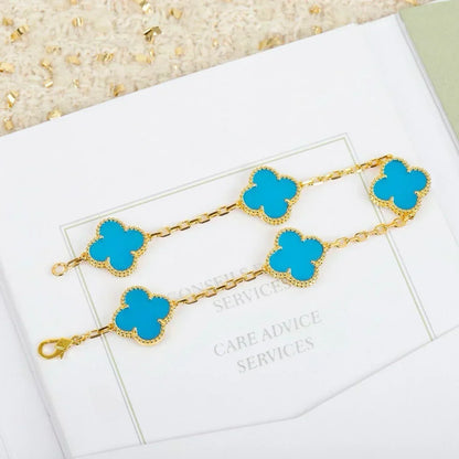 [⭐Reverie Jewels] CLOVER 5 MOTIF TURQUOISE BRACELET COLLECTION