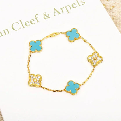 [⭐Reverie Jewels] CLOVER 5 MOTIF TURQUOISE BRACELET COLLECTION