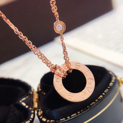 [⭐Reverie Jewels]LOVE NECKLACE 16MM 2 DIAMONDS