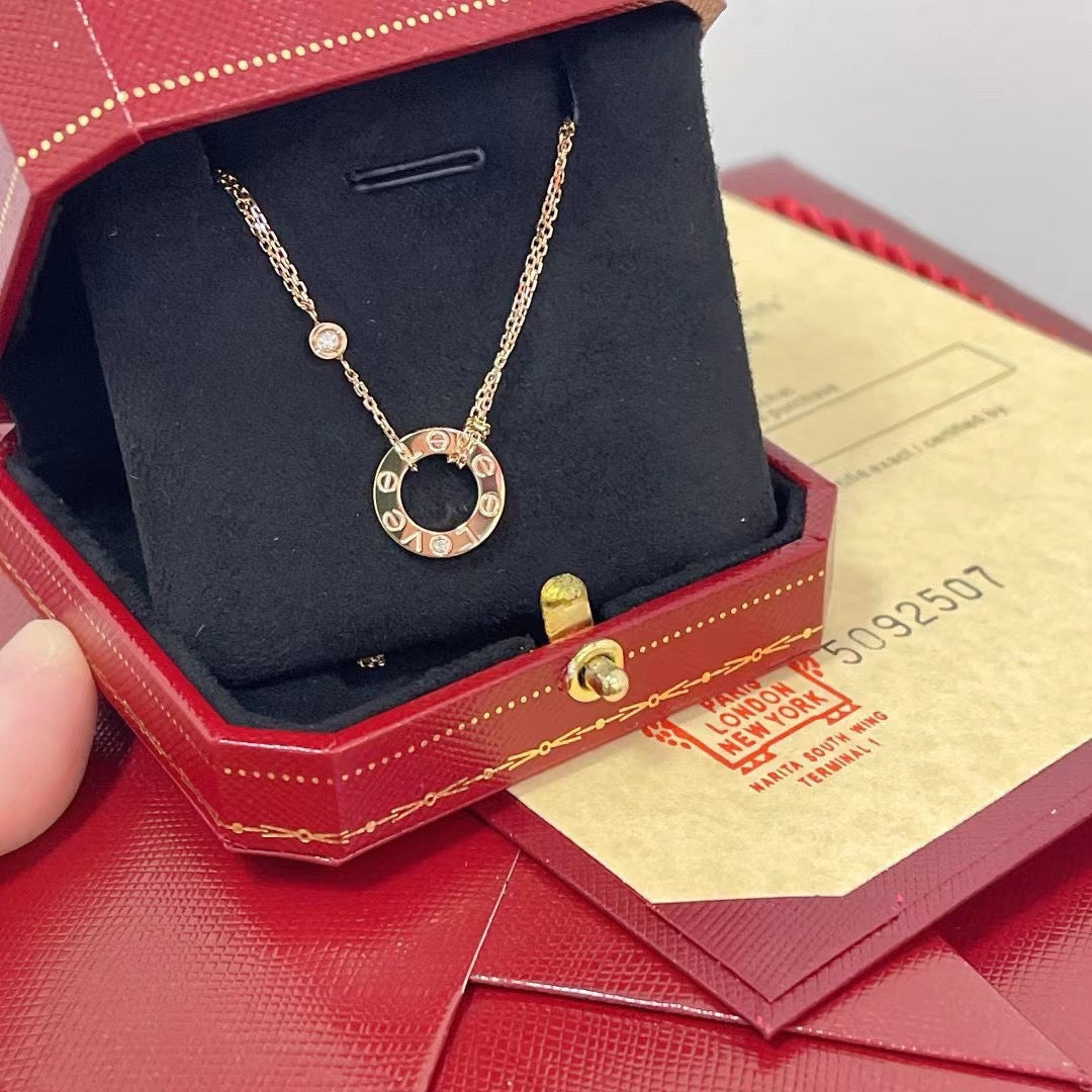 [⭐Reverie Jewels]LOVE NECKLACE 16MM 2 DIAMONDS