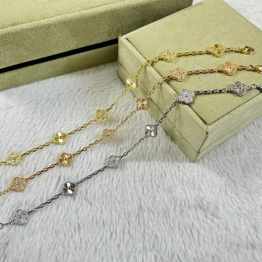 [⭐Reverie Jewels]CLOVER 6 MOTIF DIAMOND LASER BRACELET