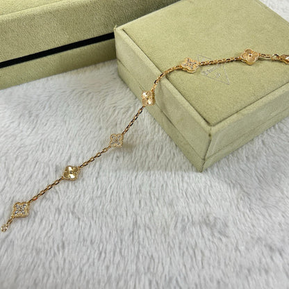 [⭐Reverie Jewels]CLOVER 6 MOTIF DIAMOND LASER BRACELET