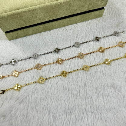 [⭐Reverie Jewels]CLOVER 6 MOTIF DIAMOND LASER BRACELET