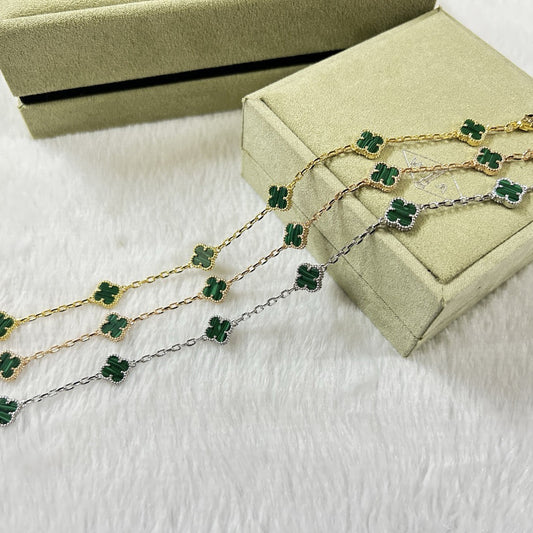 [⭐Reverie Jewels]CLOVER 6 MOTIF MALACHITE BRACELET