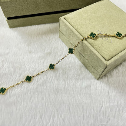[⭐Reverie Jewels]CLOVER 6 MOTIF MALACHITE BRACELET