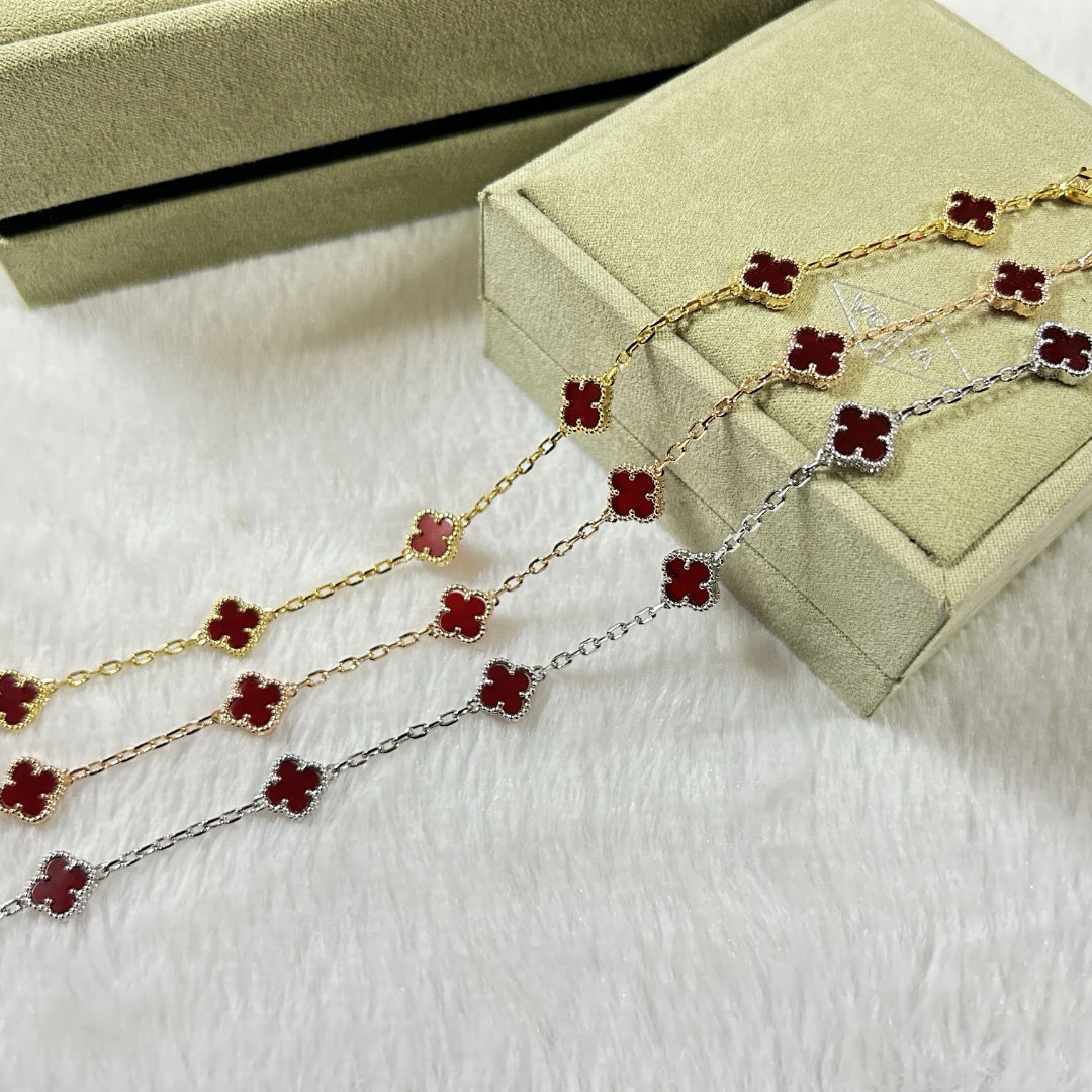 [⭐Reverie Jewels]CLOVER 6 MOTIF RED AGATE BRACELET