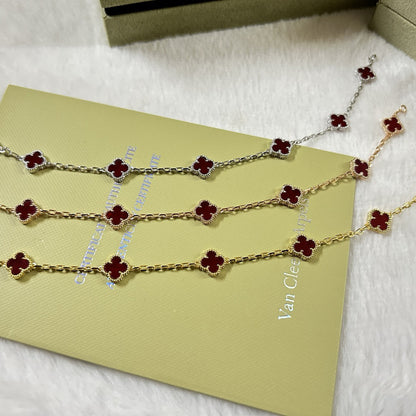 [⭐Reverie Jewels]CLOVER 6 MOTIF RED AGATE BRACELET