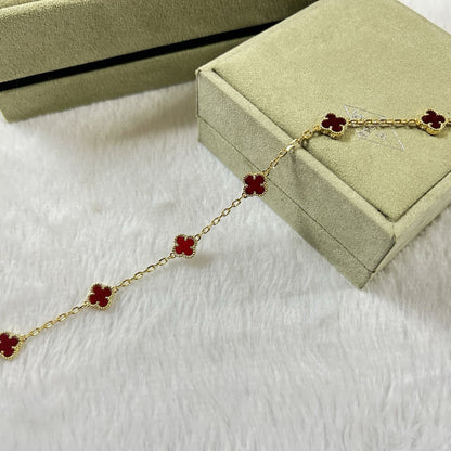 [⭐Reverie Jewels]CLOVER 6 MOTIF RED AGATE BRACELET