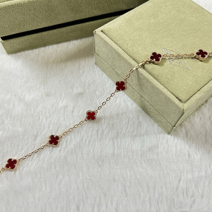 [⭐Reverie Jewels]CLOVER 6 MOTIF RED AGATE BRACELET