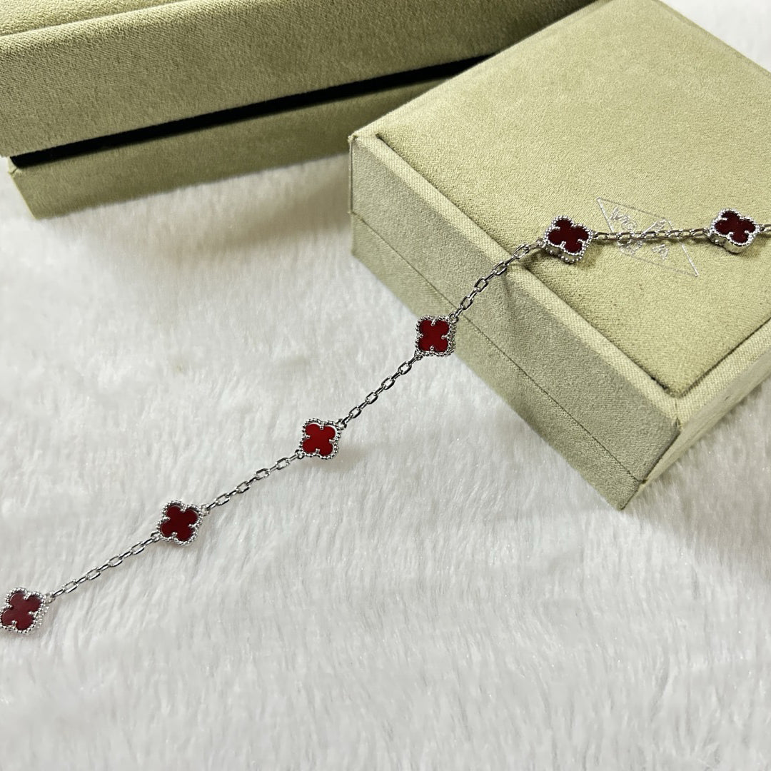 [⭐Reverie Jewels]CLOVER 6 MOTIF RED AGATE BRACELET