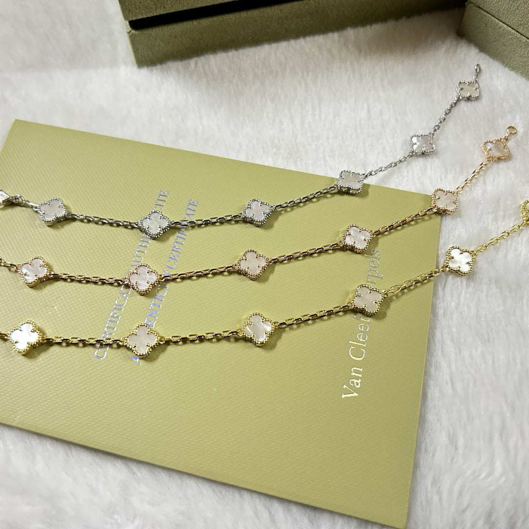 [⭐Reverie Jewels]CLOVER 6 MOTIF WHITE MOP BRACELET