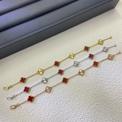 [⭐Reverie Jewels]CLOVER 6 MOTIF RED AGATE LASER BRACELET