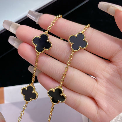 [⭐Reverie Jewels]CLOVER 10 MOTIFS ONYX NECKLACE