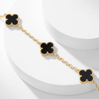 [⭐Reverie Jewels]CLOVER 10 MOTIFS ONYX NECKLACE
