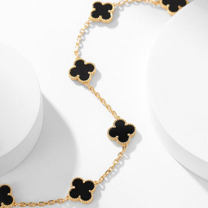 [⭐Reverie Jewels]CLOVER 10 MOTIFS ONYX NECKLACE