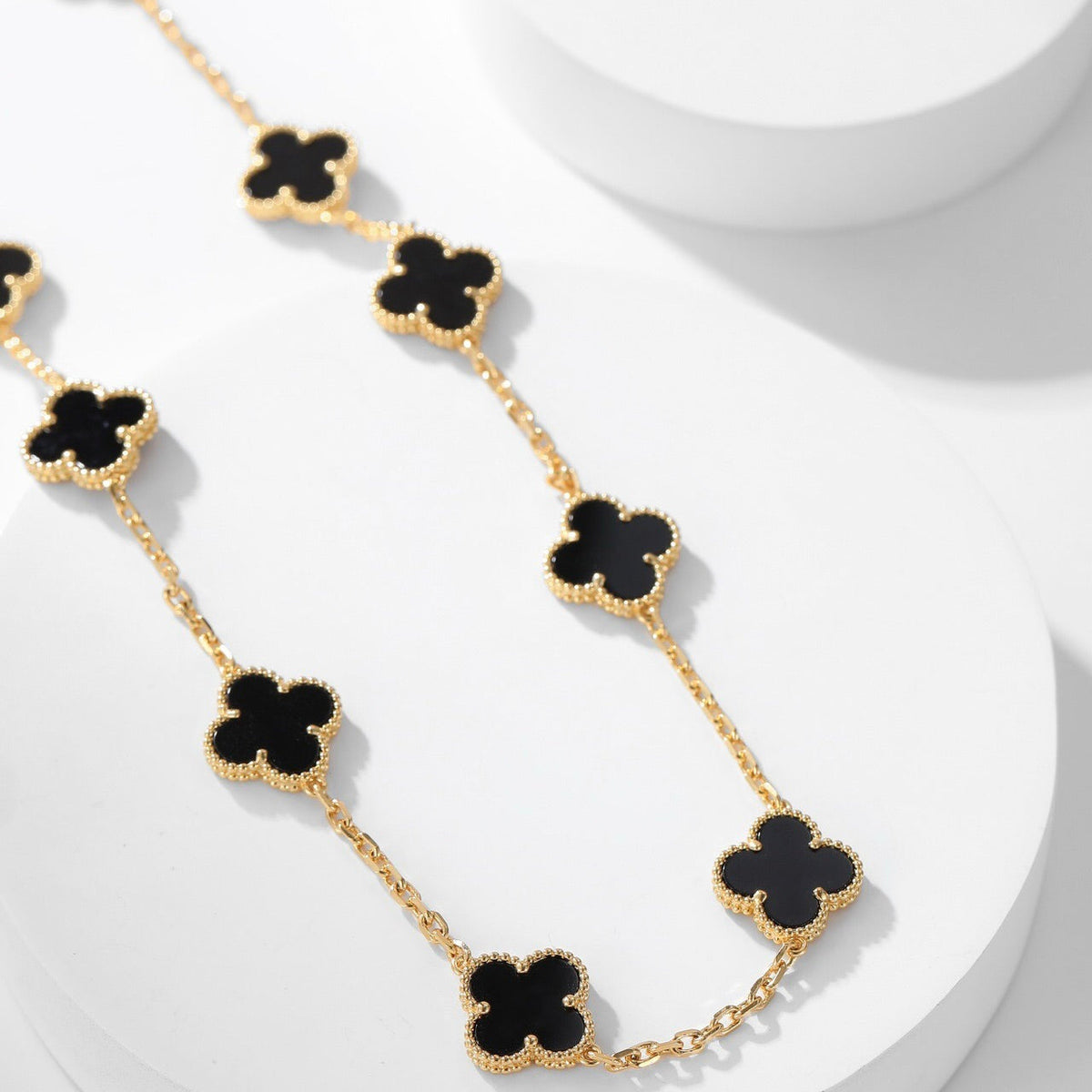 [⭐Reverie Jewels]CLOVER 10 MOTIFS ONYX NECKLACE