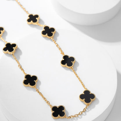 [⭐Reverie Jewels]CLOVER 10 MOTIFS ONYX NECKLACE