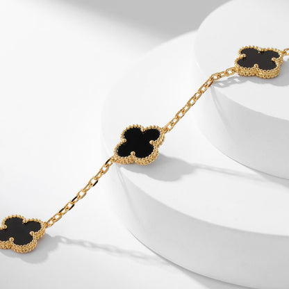 [⭐Reverie Jewels]CLOVER 10 MOTIFS ONYX NECKLACE