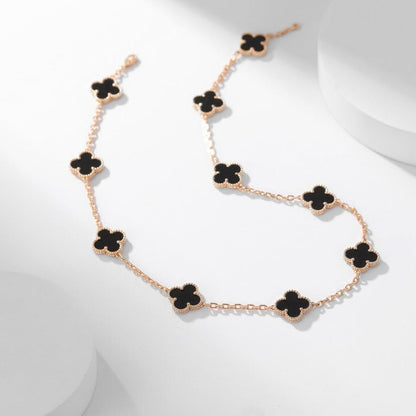 [⭐Reverie Jewels]CLOVER 10 MOTIFS ONYX NECKLACE