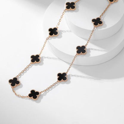 [⭐Reverie Jewels]CLOVER 10 MOTIFS ONYX NECKLACE