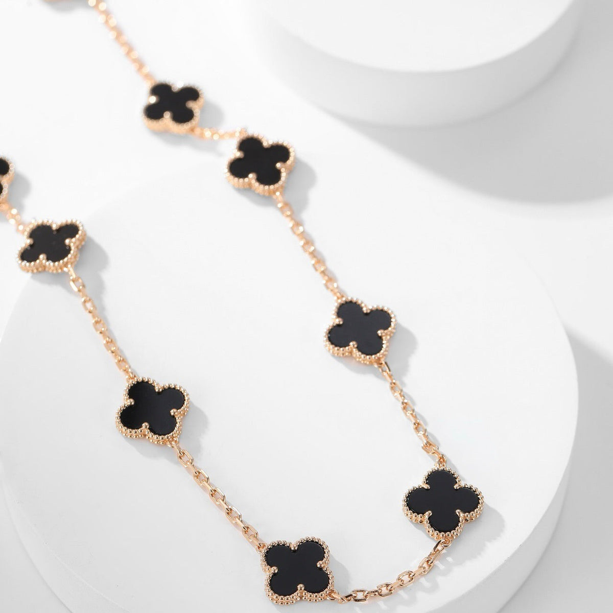 [⭐Reverie Jewels]CLOVER 10 MOTIFS ONYX NECKLACE