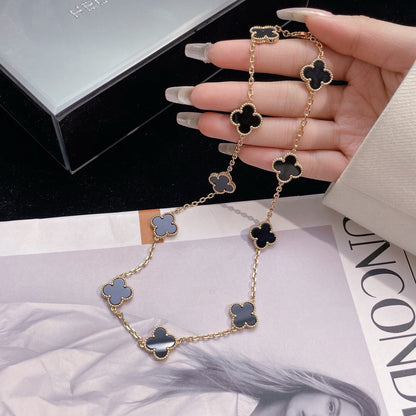 [⭐Reverie Jewels]CLOVER 10 MOTIFS ONYX NECKLACE