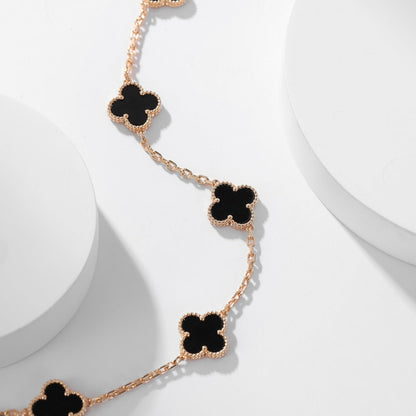 [⭐Reverie Jewels]CLOVER 10 MOTIFS ONYX NECKLACE