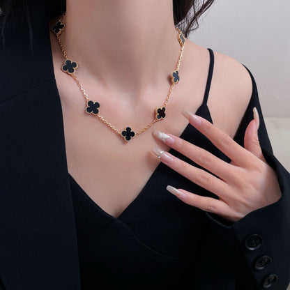 [⭐Reverie Jewels]CLOVER 10 MOTIFS ONYX NECKLACE
