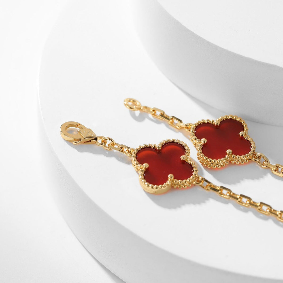 [⭐Reverie Jewels]CLOVER 10 MOTIFS CARNELIAN NECKLACE