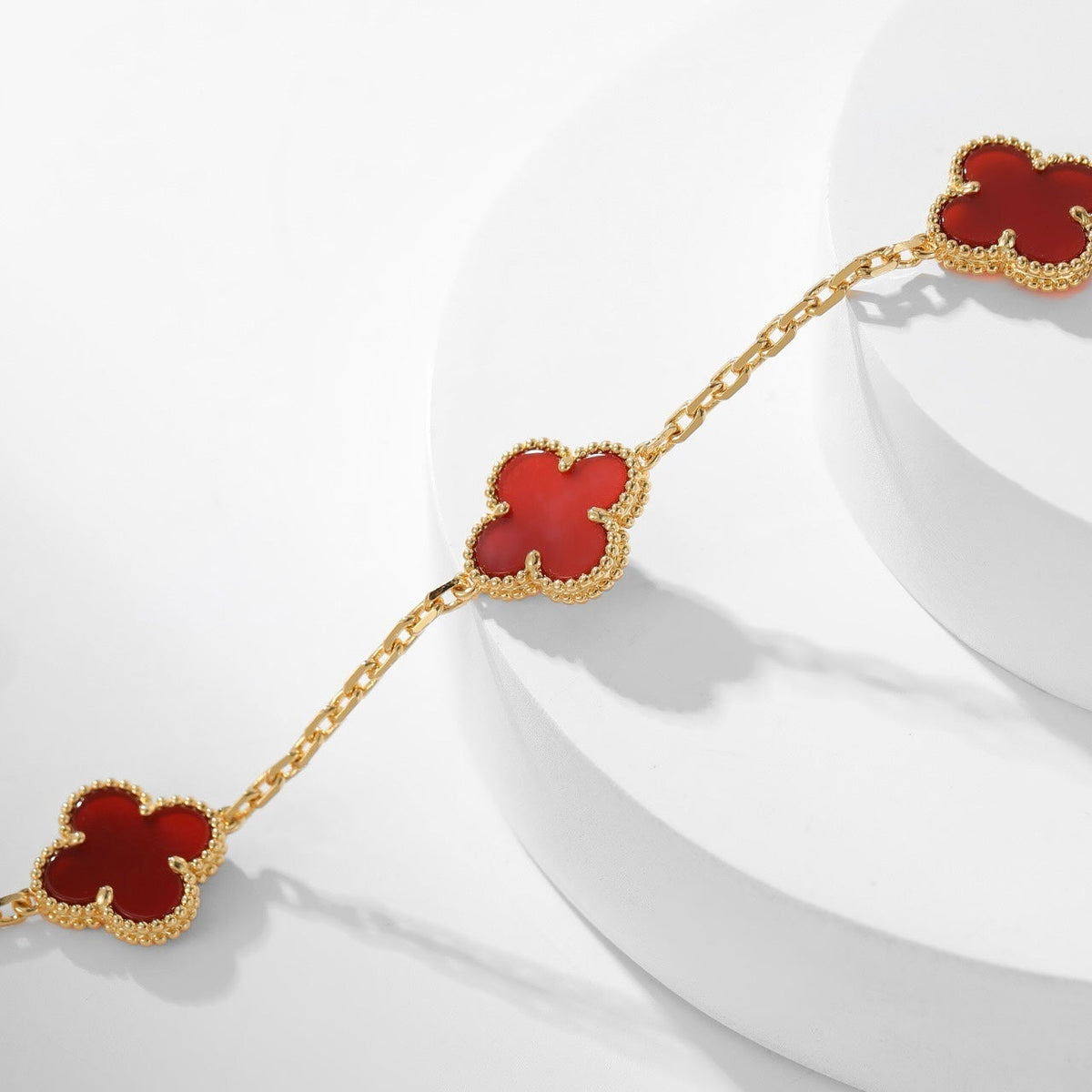 [⭐Reverie Jewels]CLOVER 10 MOTIFS CARNELIAN NECKLACE