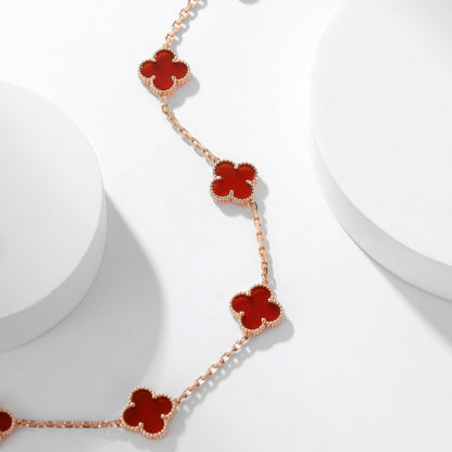 [⭐Reverie Jewels]CLOVER 10 MOTIFS CARNELIAN NECKLACE