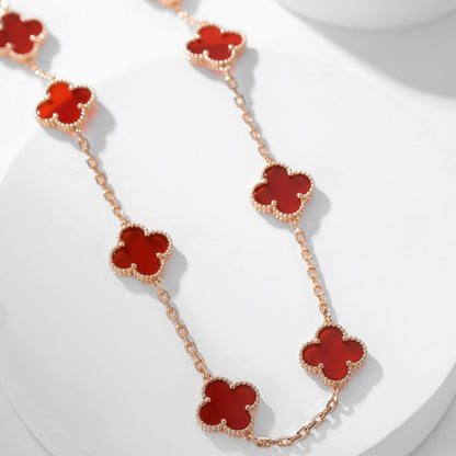 [⭐Reverie Jewels]CLOVER 10 MOTIFS CARNELIAN NECKLACE