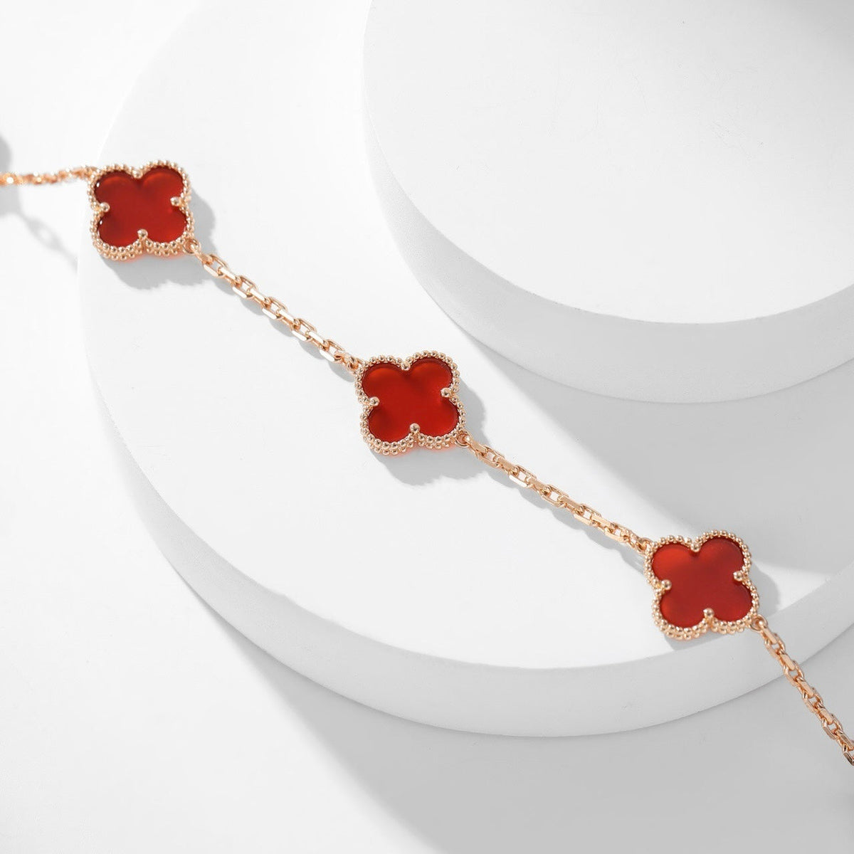 [⭐Reverie Jewels]CLOVER 10 MOTIFS CARNELIAN NECKLACE