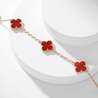 [⭐Reverie Jewels]CLOVER 10 MOTIFS CARNELIAN NECKLACE