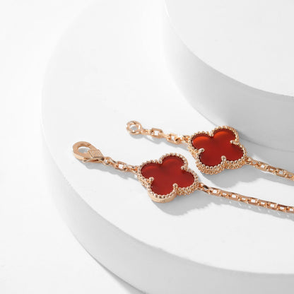 [⭐Reverie Jewels]CLOVER 10 MOTIFS CARNELIAN NECKLACE