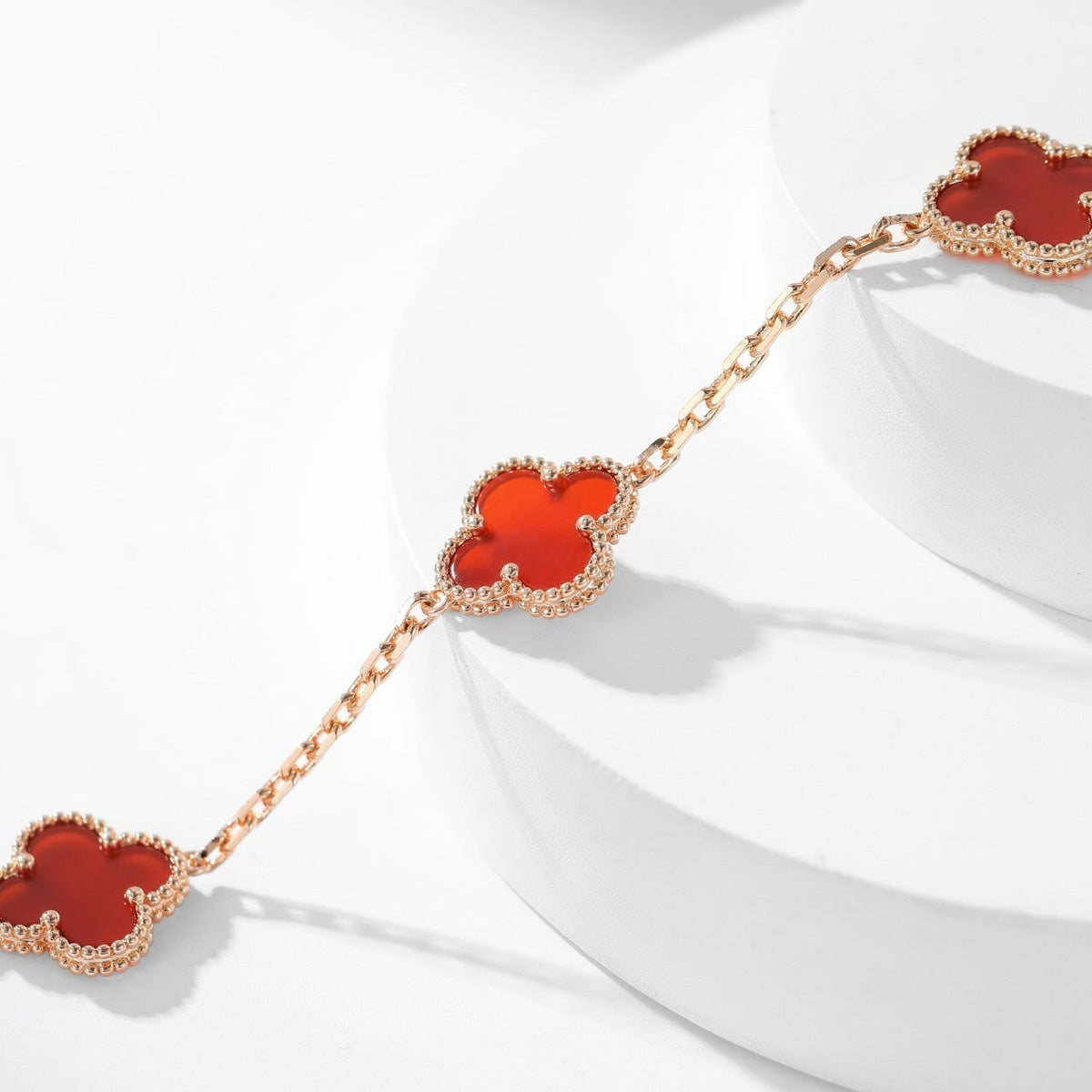 [⭐Reverie Jewels]CLOVER 10 MOTIFS CARNELIAN NECKLACE