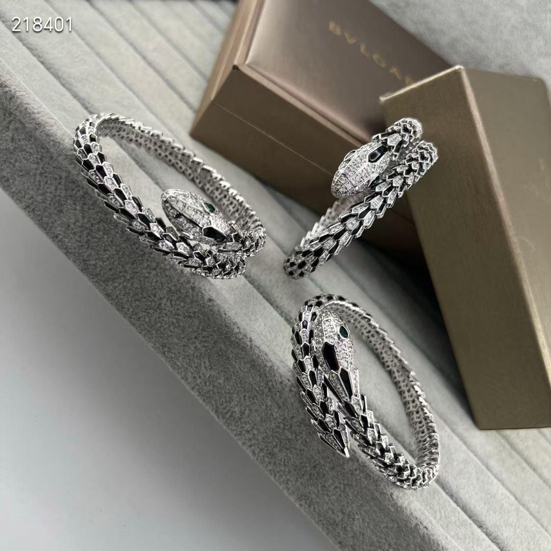 [⭐Reverie Jewels]NEW OBSIDIAN & DIAMOND SERPENT BRACELET