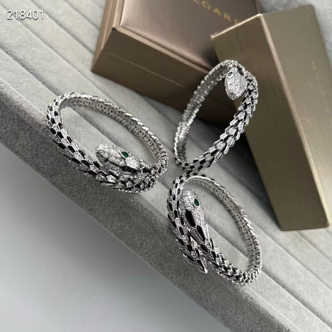 [⭐Reverie Jewels]NEW OBSIDIAN & DIAMOND SERPENT BRACELET