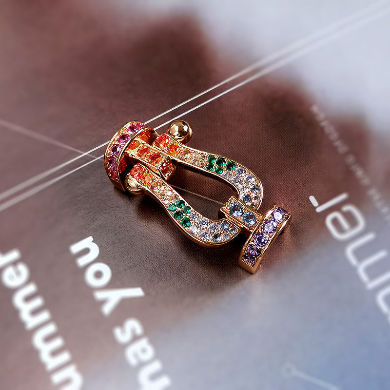 [⭐Reverie Jewels]FORC LARGE HORSESHOE  COLORED DIAMOND BRACELET SILVER