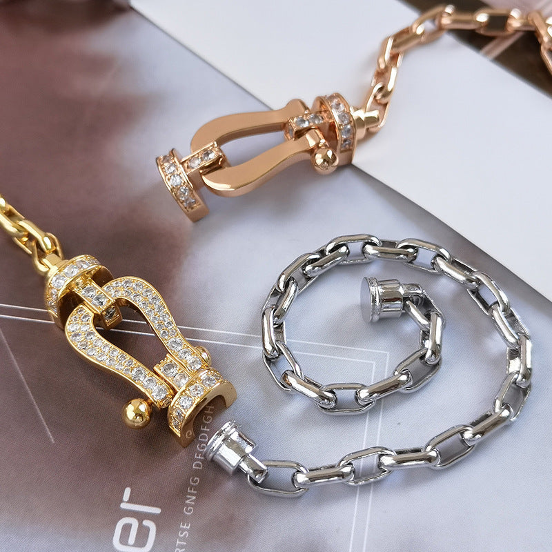 [⭐Reverie Jewels]FORCE LARGE HORSESHOE CLASP  METAL BRACELET