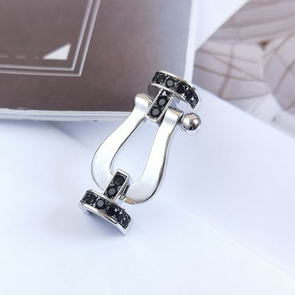 [⭐Reverie Jewels]FORCE LARGE HORSESHOE BLACK DIAMOND BRACELET SILVER