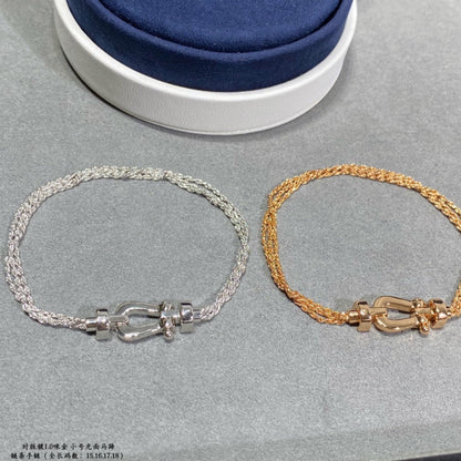 [⭐Reverie Jewels]FORCE SMALL HORSESHOE  DIAMOND CHAIN ROPE BRACELET