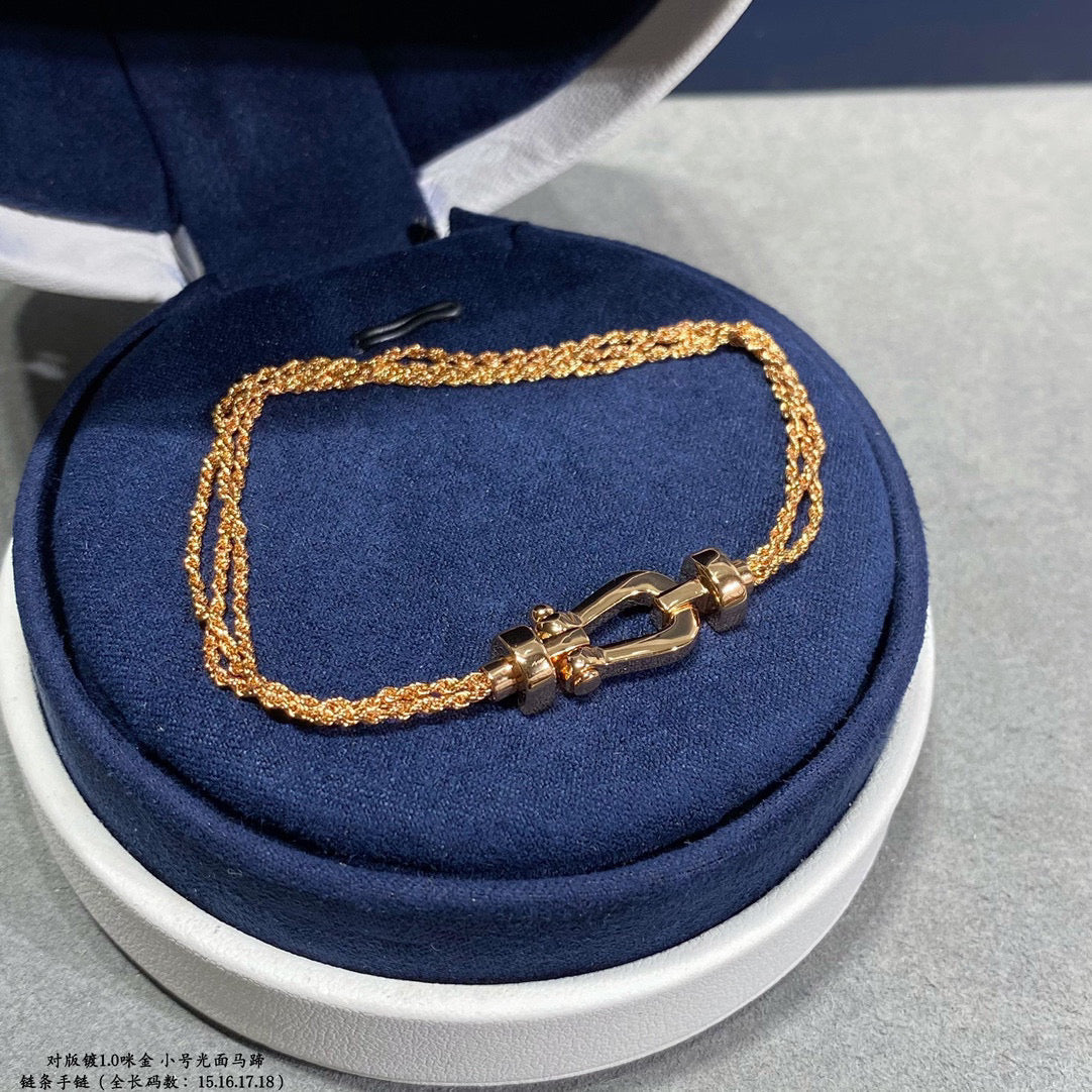 [⭐Reverie Jewels]FORCE SMALL HORSESHOE  DIAMOND CHAIN ROPE BRACELET