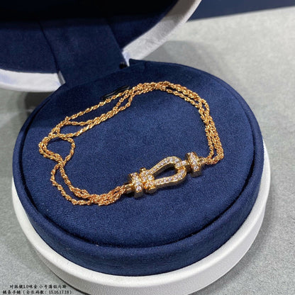 [⭐Reverie Jewels]FORCE SMALL HORSESHOE  DIAMOND CHAIN ROPE BRACELET
