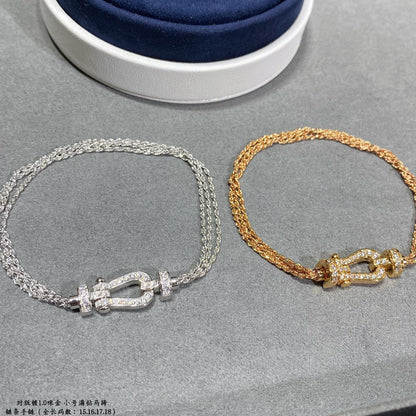 [⭐Reverie Jewels]FORCE SMALL HORSESHOE  DIAMOND CHAIN ROPE BRACELET