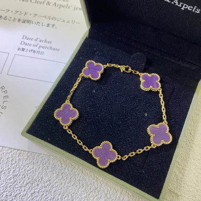 [⭐Reverie Jewels] CLOVER 5 MOTIF VIOLET BRACELET COLLECTION